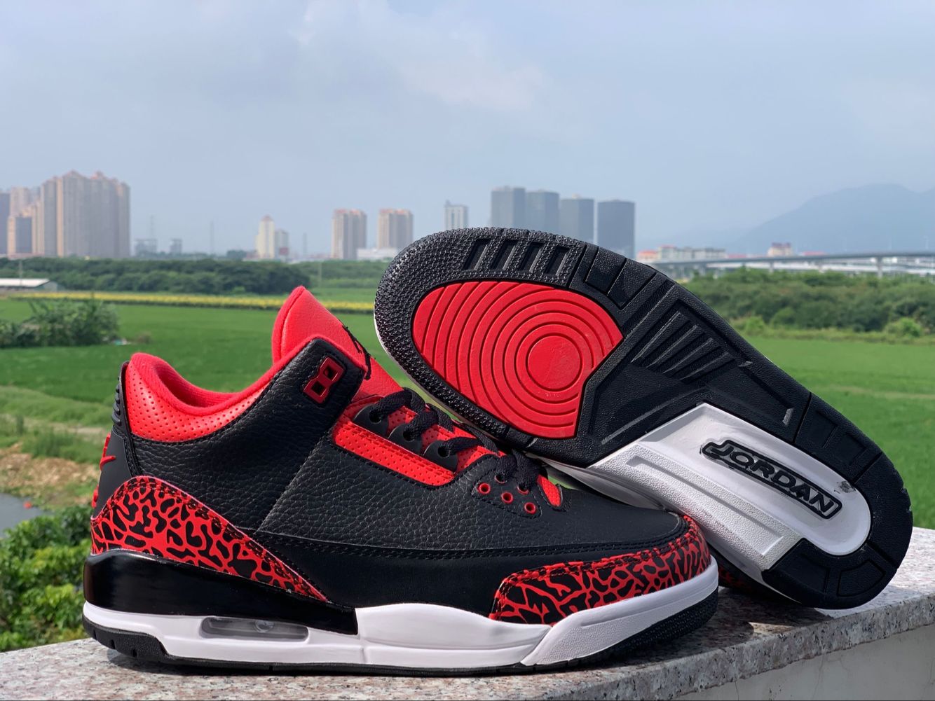 2019 Air Jordan 3 Bred Red Black Shoes